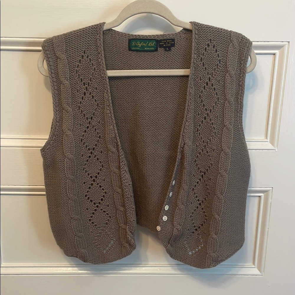 Brown Cable Knit Cardigan Sweater